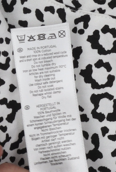 Hobbs Women's Black & White Animal Print T-Shirt - Size L