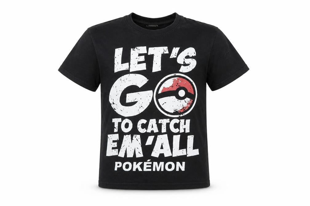Energie Boys Black Pokémon T-Shirt, Size S - Fun Graphic Tee