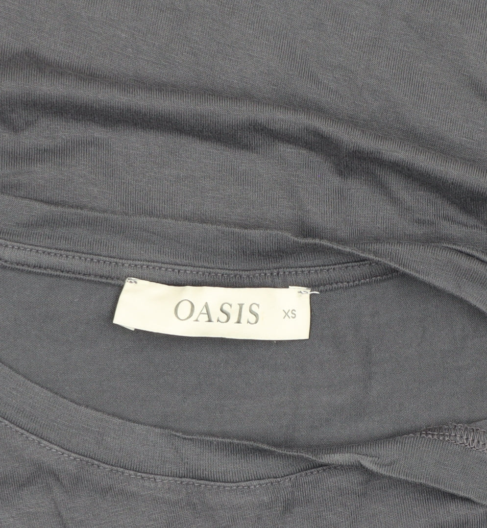 Oasis Women’s Grey XS Cotton T-Shirt, Casual Basic Tee