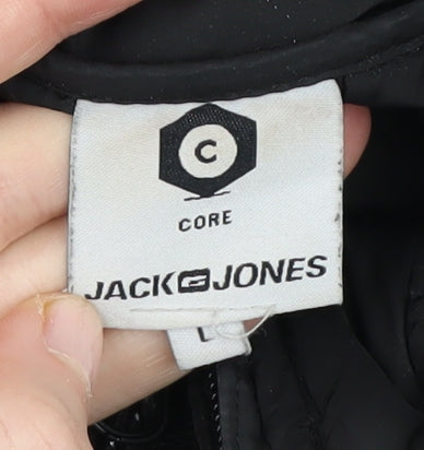 Jack & Jones Men's Black L Hooded Puffer Jacket