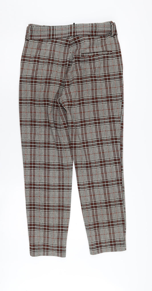 Next Women's Paperbag Trousers - Multicoloured Check Size 8