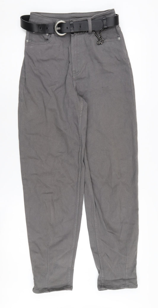 H&M Women's Grey Straight Jeans Size 6 with Belt