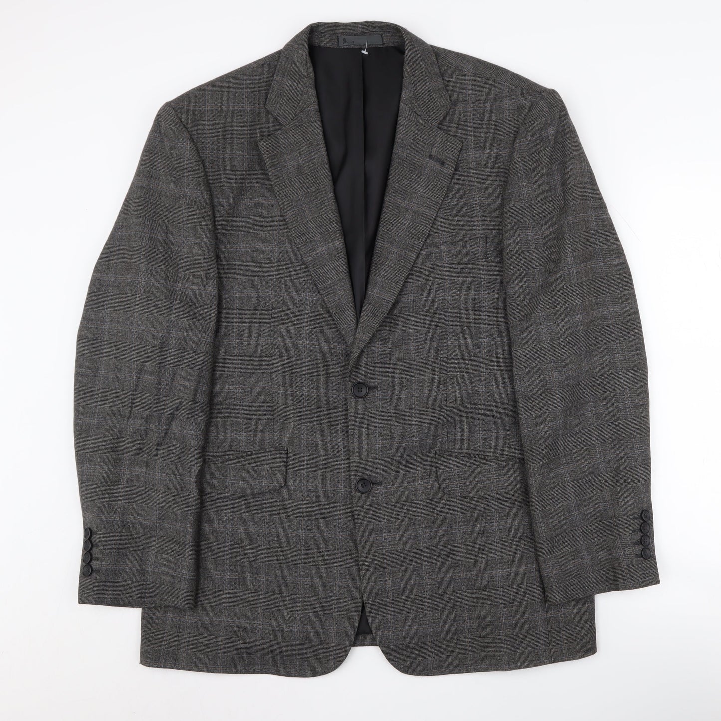 BHS Men's Grey Check Blazer 38-40 Wool Blend
