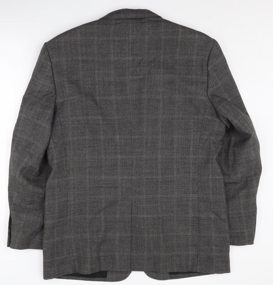 BHS Men's Grey Check Blazer 38-40 Wool Blend