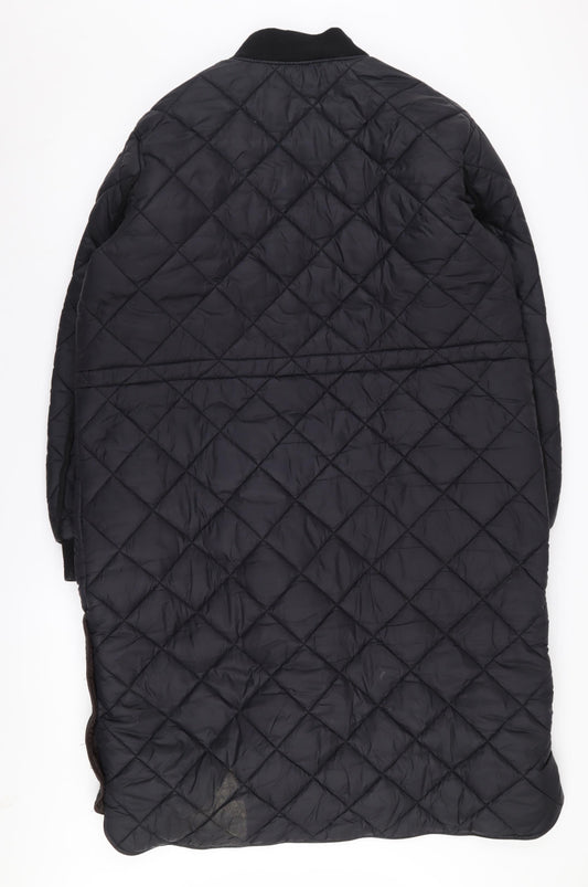 Next Women's Black Quilted Long Jacket Size 16