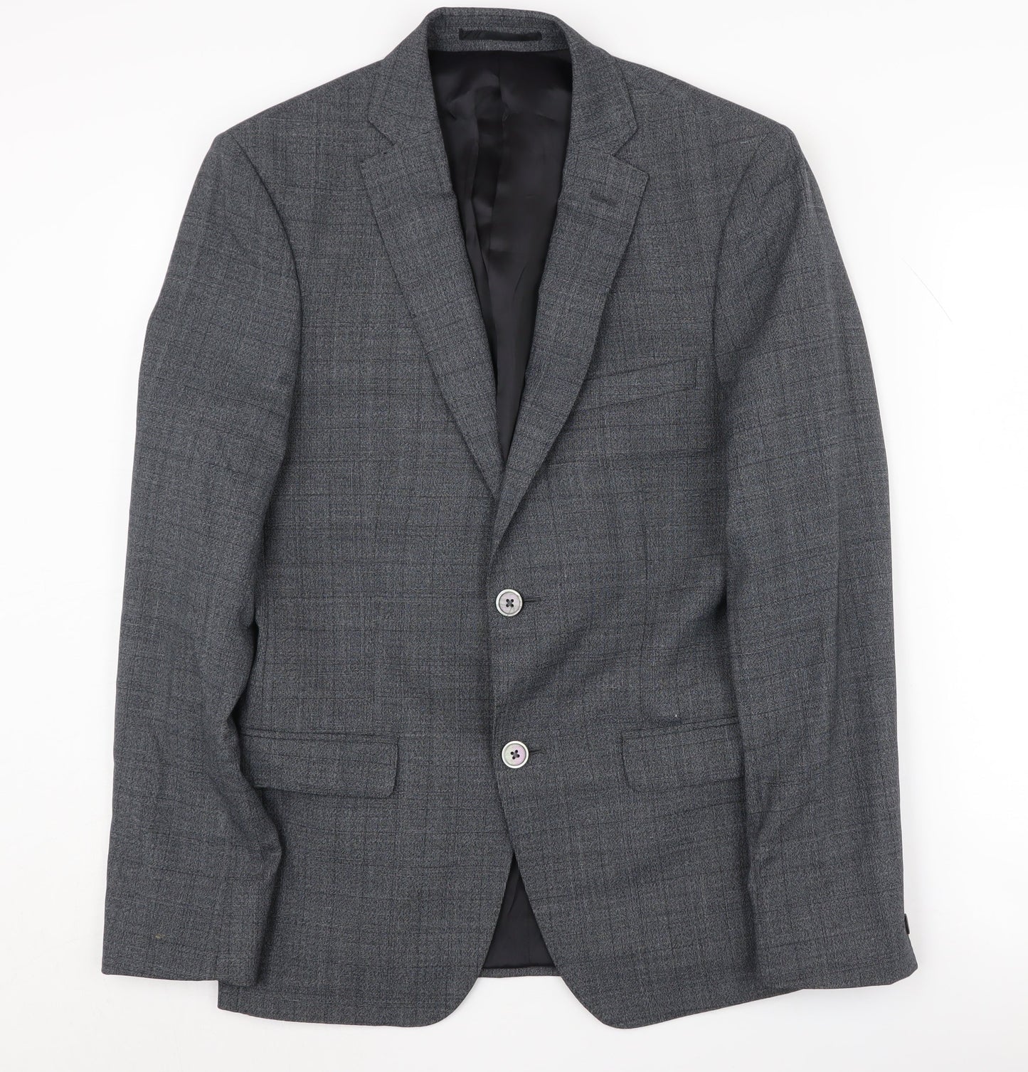 T.M. Lewin Grey Check Men's Slim Blazer, 36R
