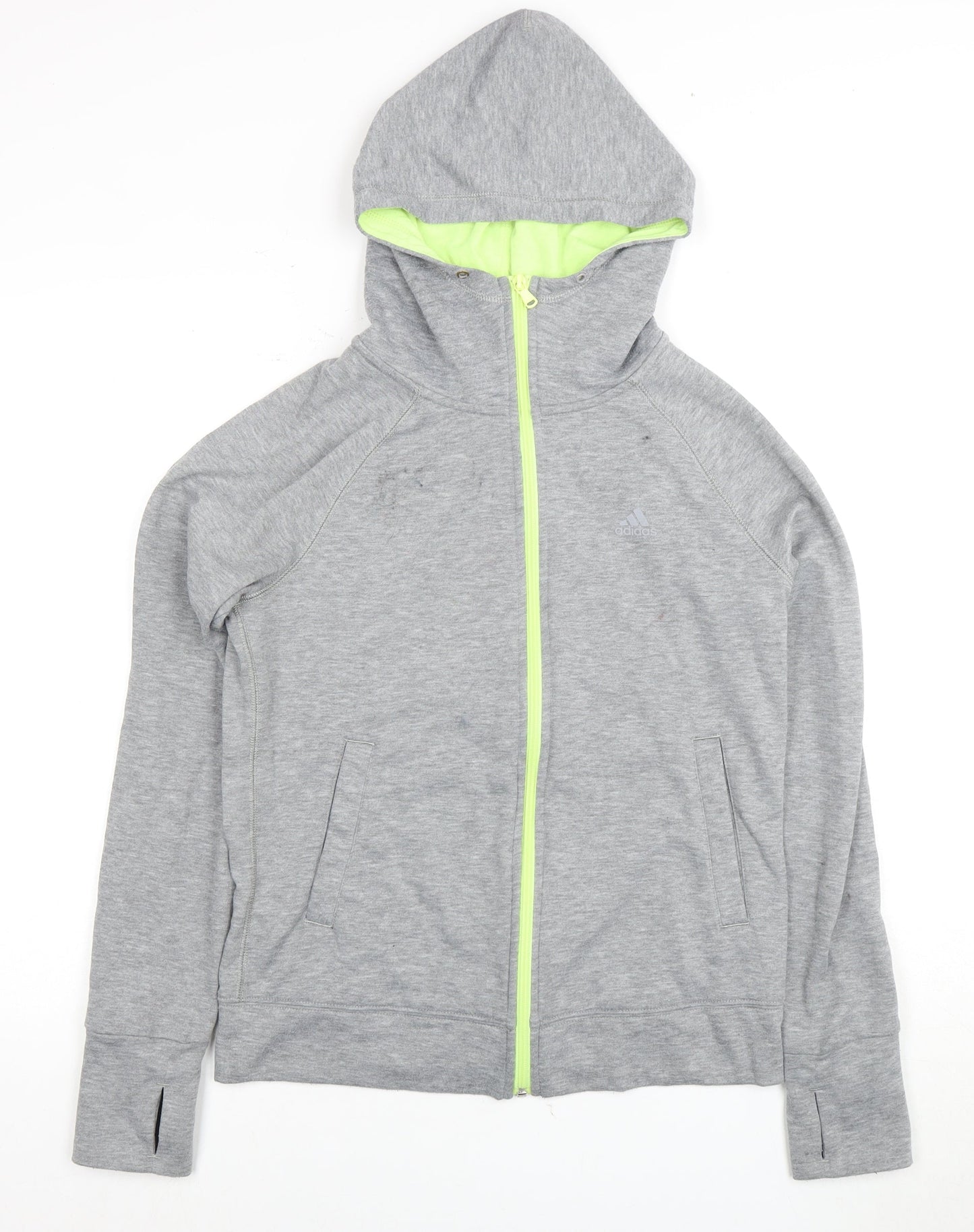 Adidas Women's Grey Full Zip Hoodie, Size S, Activewear