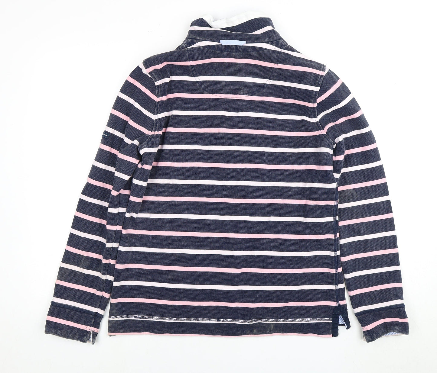 Crew Clothing Women's Blue Pink Henley Striped Sweatshirt Size 12