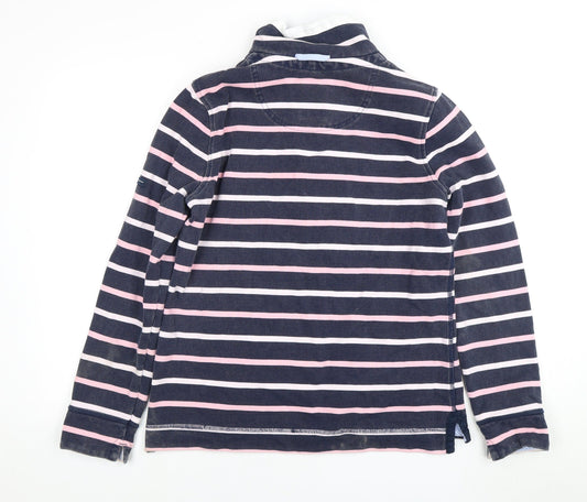 Crew Clothing Women's Blue Pink Henley Striped Sweatshirt Size 12