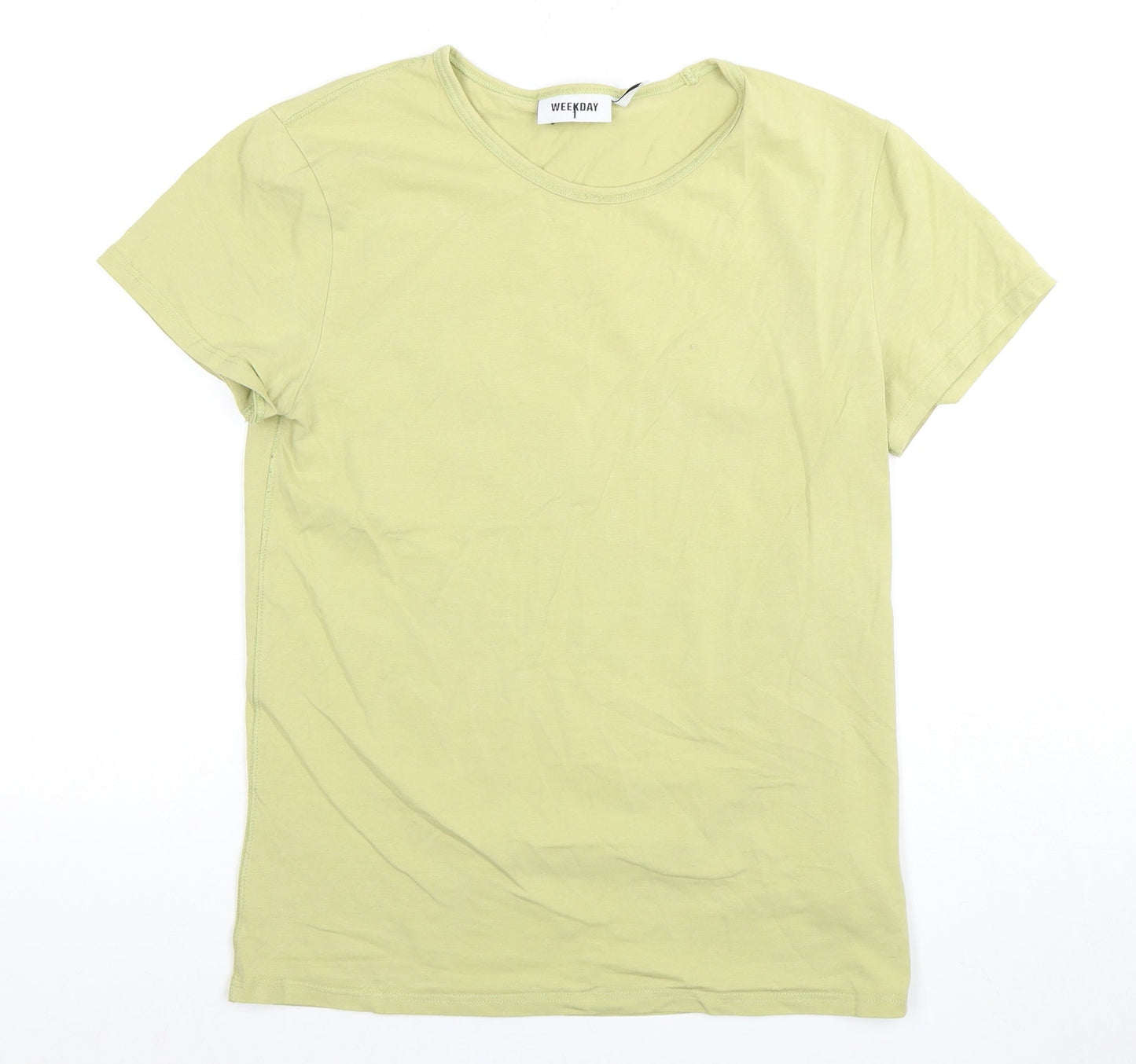 Unisex Adultss UK Size S Weekday Green Cotton T-Shirt