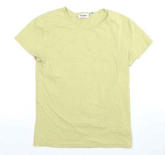 Unisex Adultss UK Size S Weekday Green Cotton T-Shirt