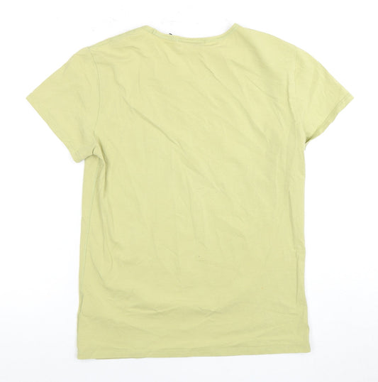 Unisex Adultss UK Size S Weekday Green Cotton T-Shirt