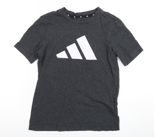 Adidas Boys Grey Graphic T-Shirt, 6-7 Years