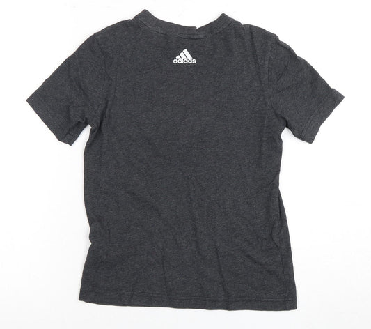 Adidas Boys Grey Graphic T-Shirt, 6-7 Years