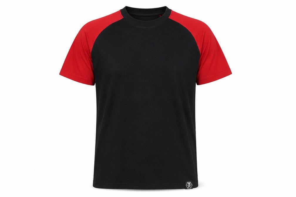 WORKWEAR Men's M Black Red Crew Neck T-Shirt