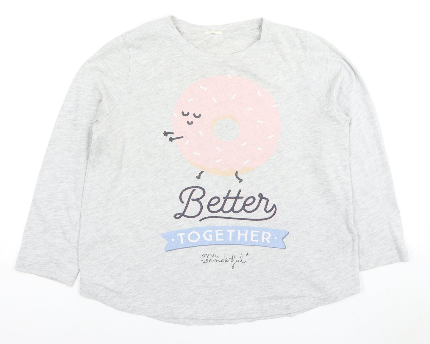 Oxyso Unisex Grey Cartoon T-Shirt - Medium, Casual