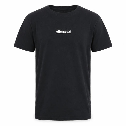 Front view of Ellesse Men's Black XS Crew Neck T-Shirt Logo Short Sleeve