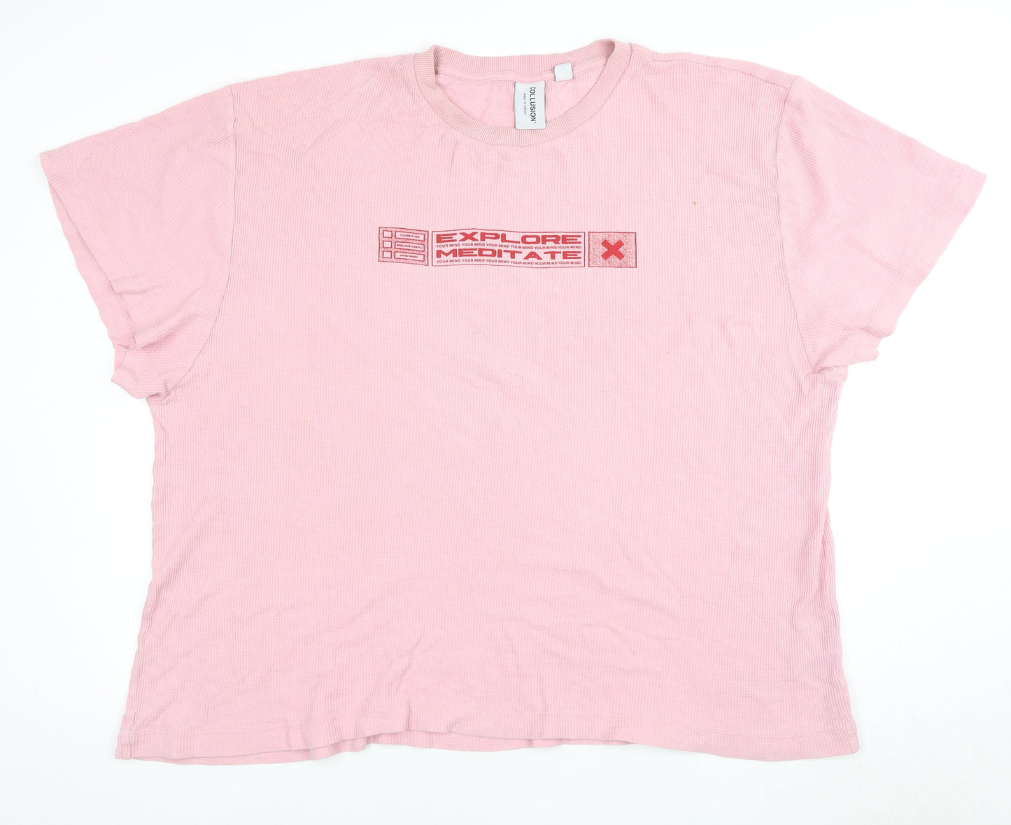 Collusion Unisex Pink T-Shirt, Size 14, Casual Spring Style