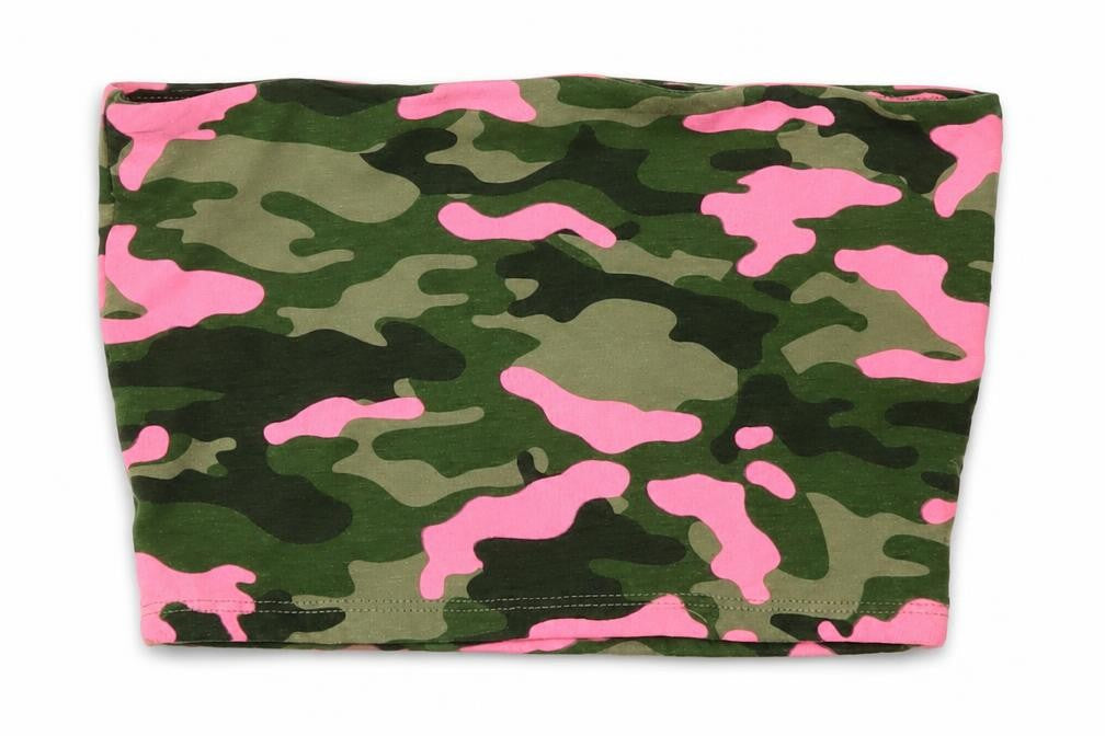 Front view of Candy Couture girls’ green pink camouflage t-shirt, size 11-12
