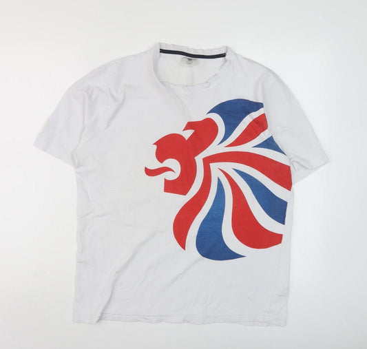 Team GB White T-Shirt, Small, Crew Neck, Casual, Summer
