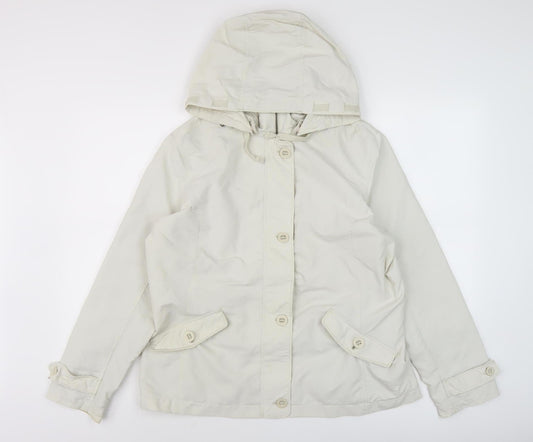 Lands' End Women's Beige Mid-Length Rain Jacket M