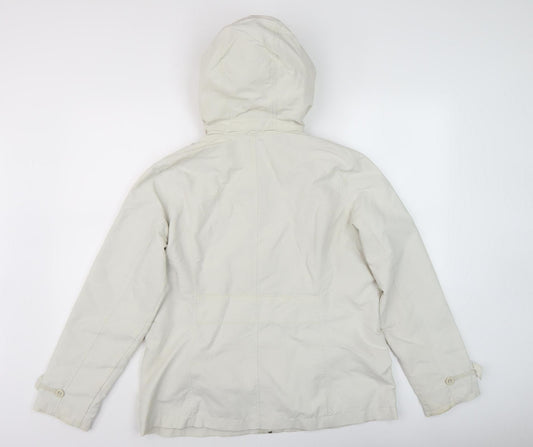 Lands' End Women's Beige Mid-Length Rain Jacket M