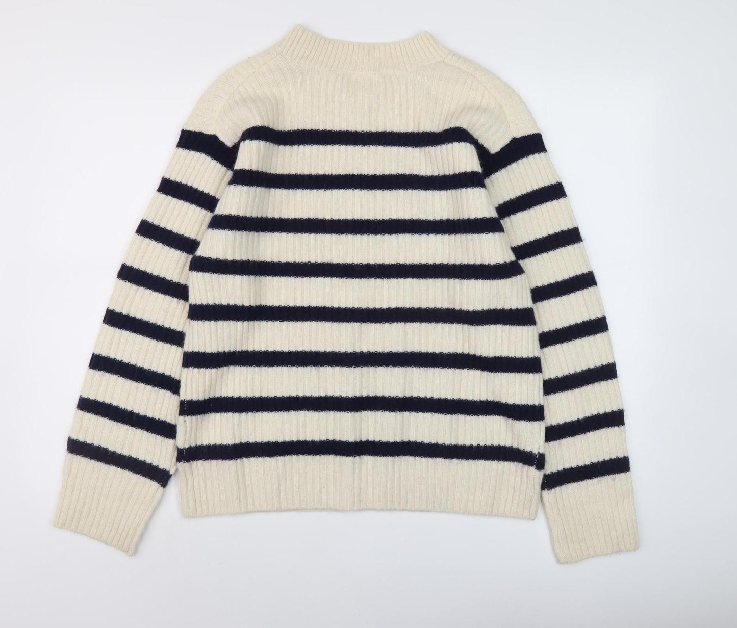 H&M Women's Ivory Striped Medium Pullover Jumper