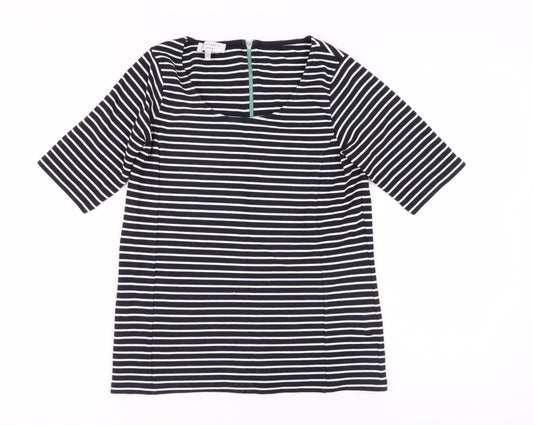 Laura Ashley Women's Black Striped T-Shirt Size 14