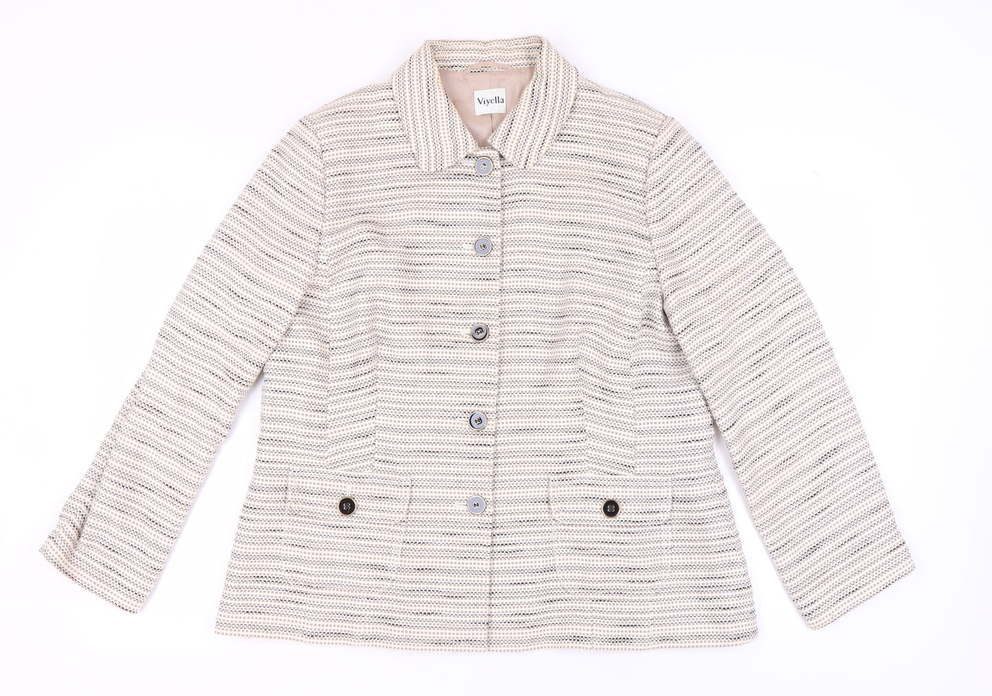 Viyella Women's Ivory Blazer UK 18 Striped Cotton Blend