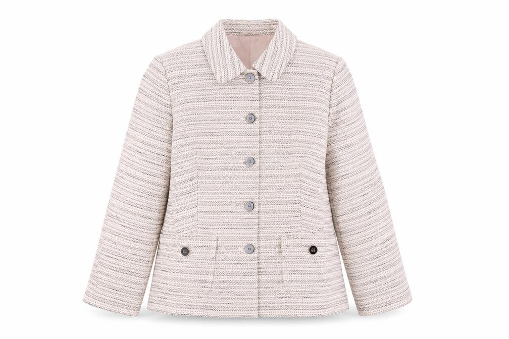 Viyella Women's Ivory Blazer UK 18 Striped Cotton Blend