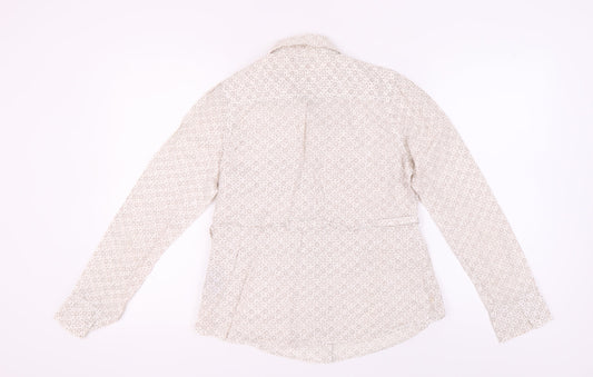 White Stuff Women's White Button-Up Floral Shirt