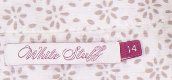 White Stuff Women's White Button-Up Floral Shirt