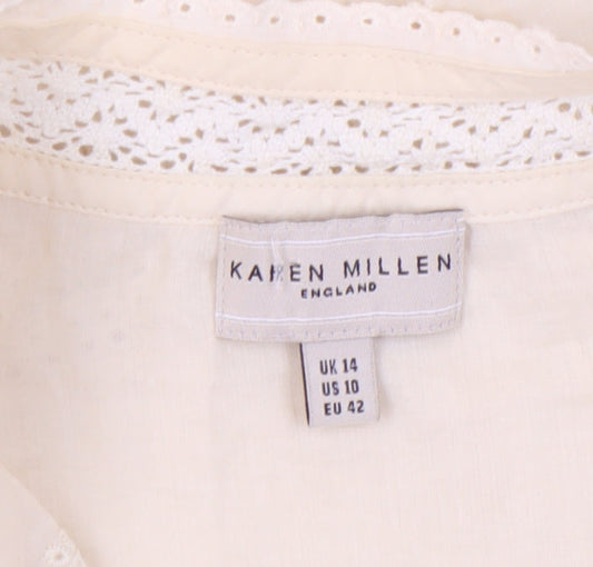 Karen Millen Beige Camisole High Neck Blouse Size 14