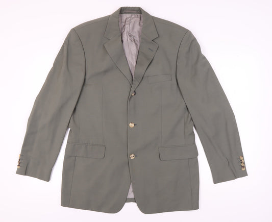 Hugo Boss Men's Green Wool Blazer Size 40, Classic Style