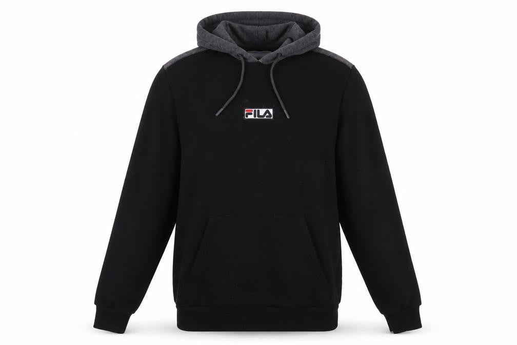 Mens UK M Regular FILA Black Pullover Hoodie