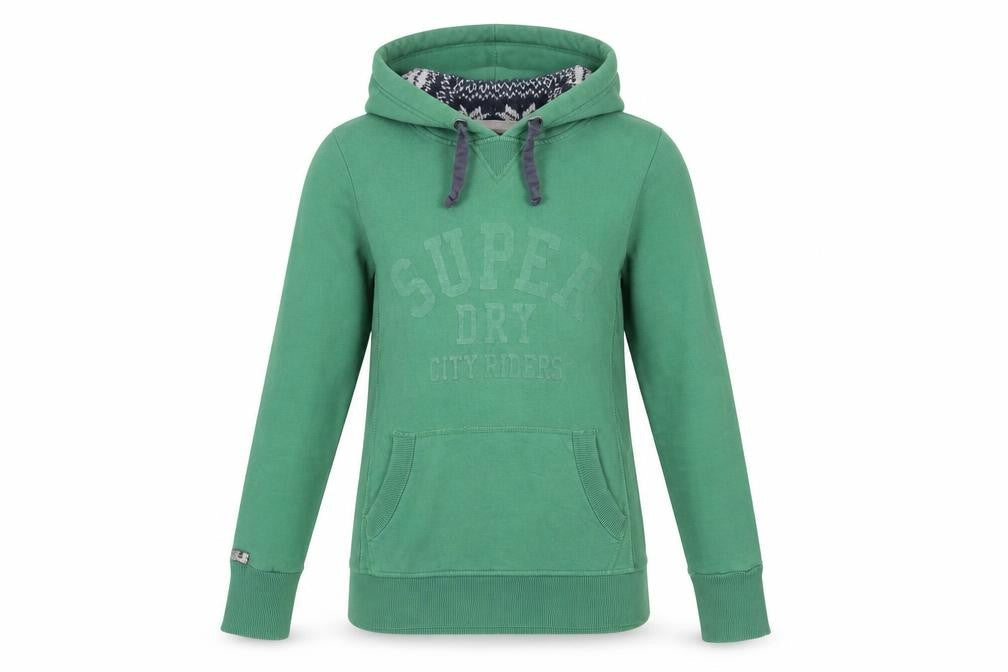 Womens UK XS Regular Superdry Green Pullover Hoodie