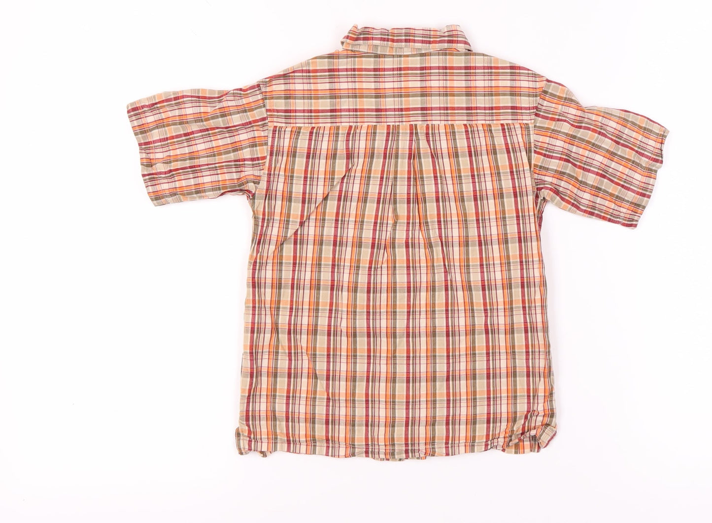 Columbia Boys Orange Plaid Button-Up Shirt 4 Years
