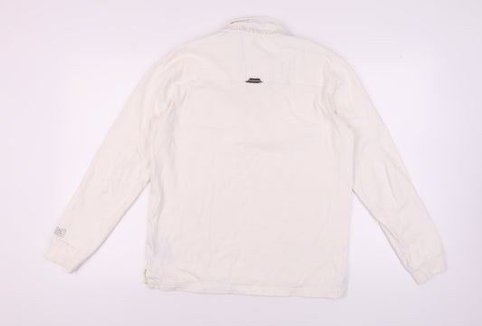 Joules Unisex Polo White M with Embroidered Rose