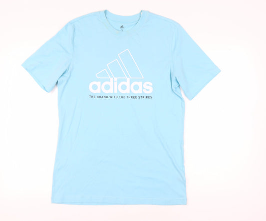Adidas Men's Blue Graphic Print T-Shirt, Size S