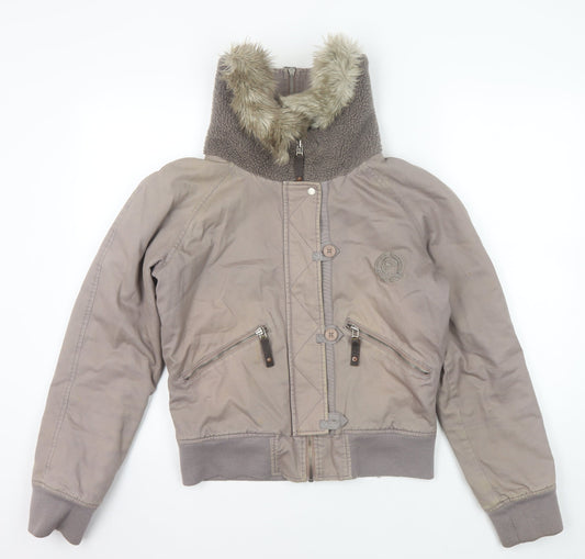 Firetrap Women's Beige Bomber Jacket, L, Autumn Style