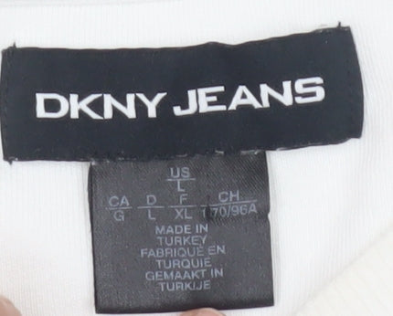 DKNY JEANS Unisex White Sweatshirt L Graphic Print