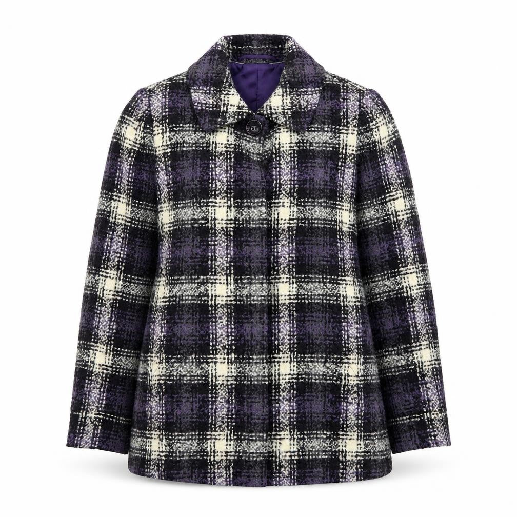 Marks & Spencer Women's Purple Check Classic Coat Size 8