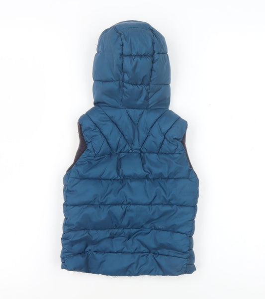 Zara Boys Blue Puffer Jacket 4 Years Hooded Sleeveless
