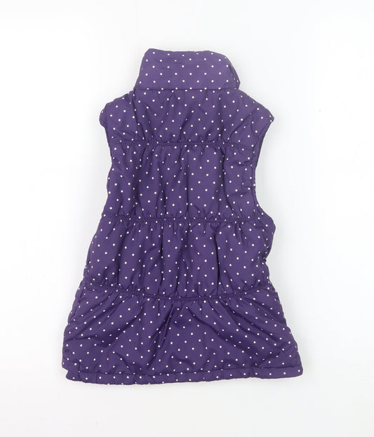 Trespass Girls Purple Puffer Jacket 7-8 Years Polka Dot Sleeveless