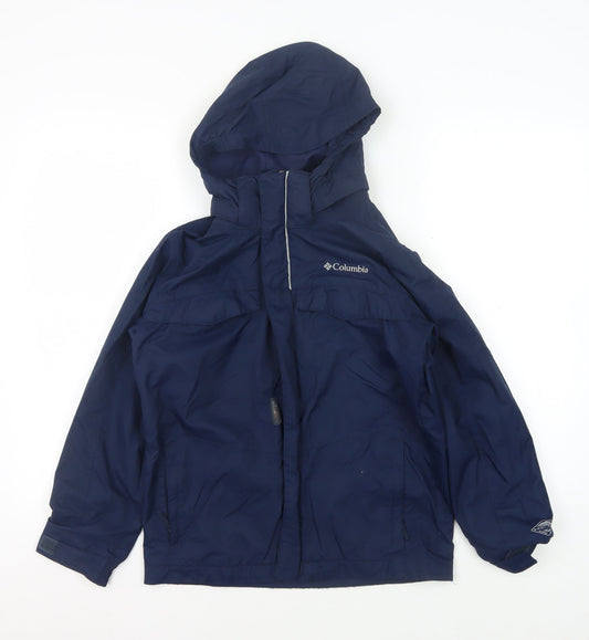 Columbia Boys Blue Hooded Parka Jacket Small Winter