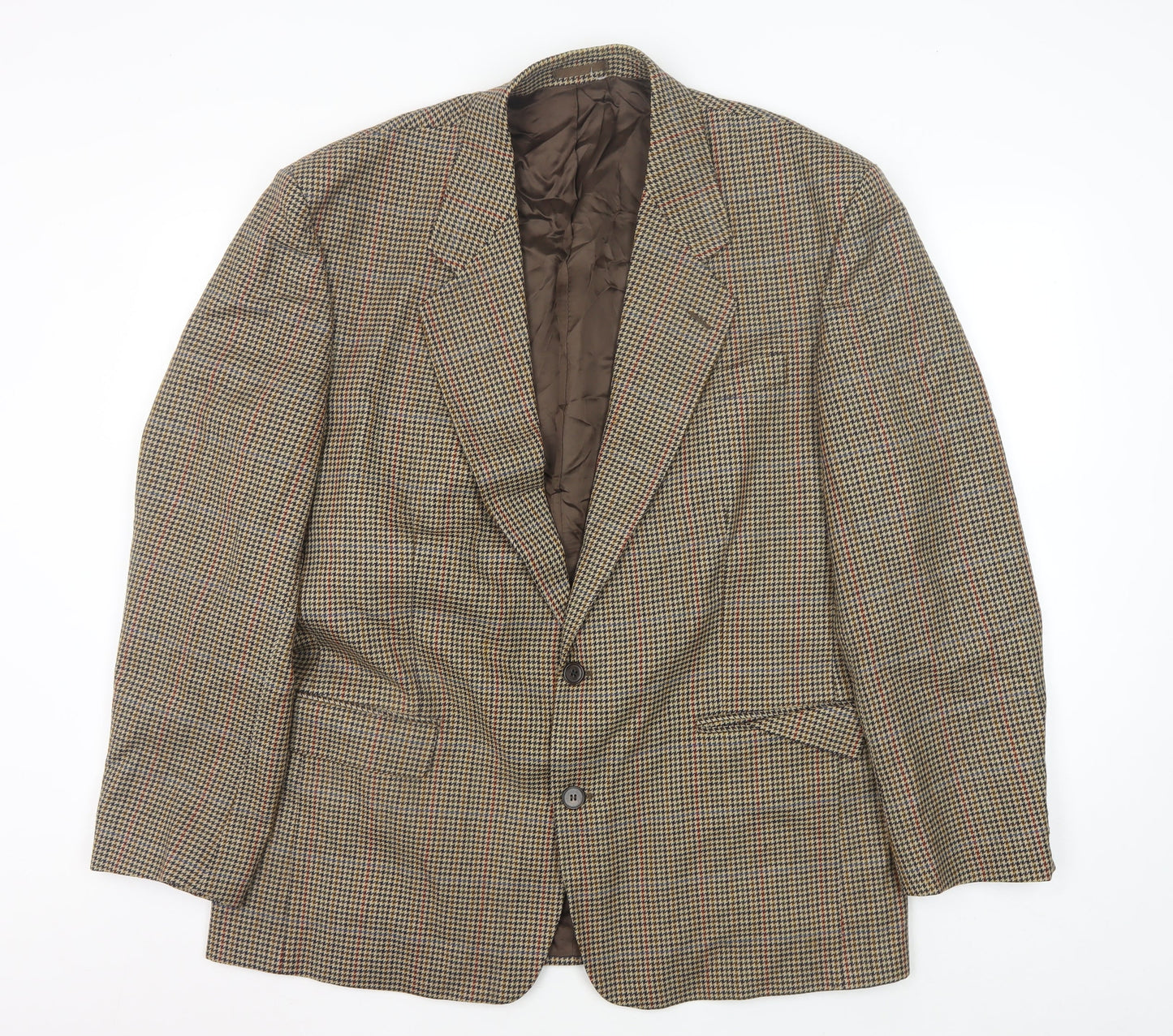 Dunn & Co Men's Brown Check Wool Blazer, Classic Style 44R