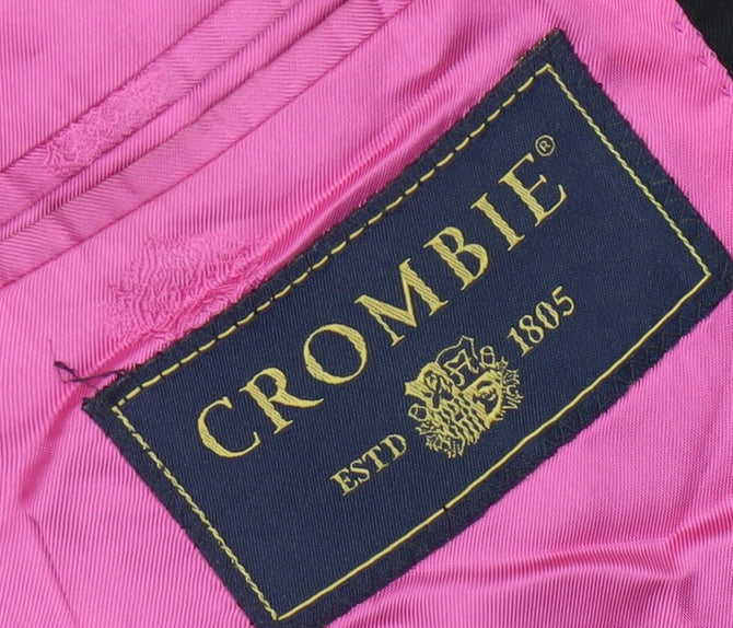 Crombie Men Black Wool Blazer, 44R Single-Breasted