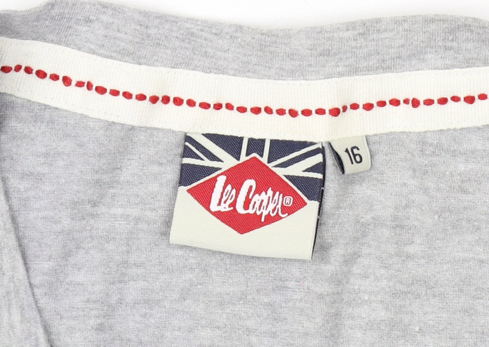 Lee Cooper Women's Grey V-Neck T-Shirt Size 16