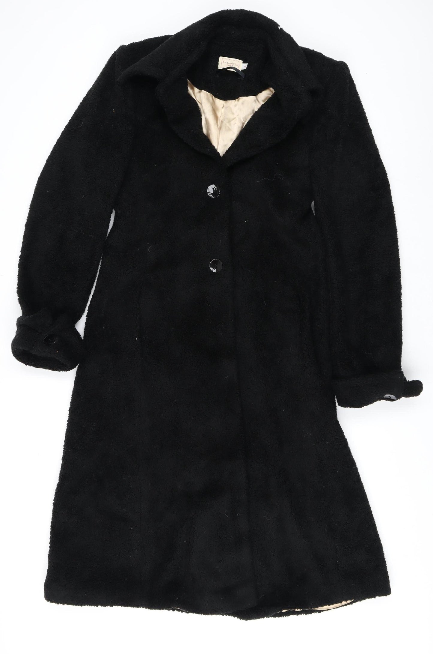Anthology Women's Black Wool Overcoat Size 2XS