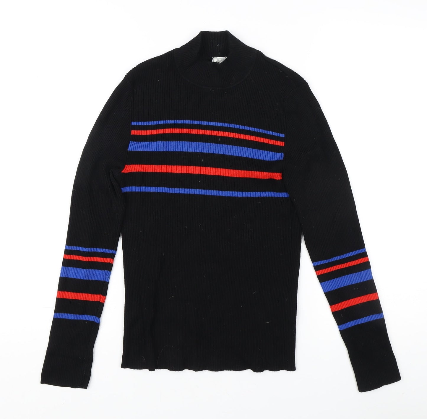 Pimkie Women's Black Striped Mock Neck Jumper M